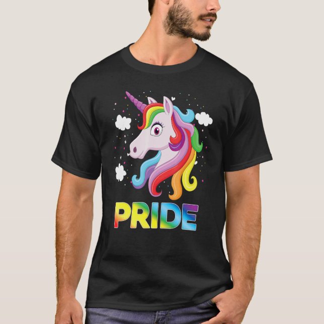 Pride Dabbing Unicorn Lgbt Pride Gay Lesbian Rainb T-Shirt (Front)