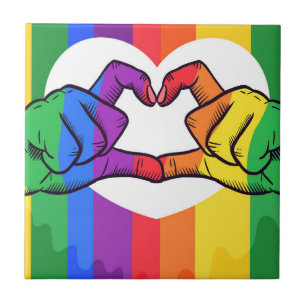 Pride Day concept with hands making a heart Tile