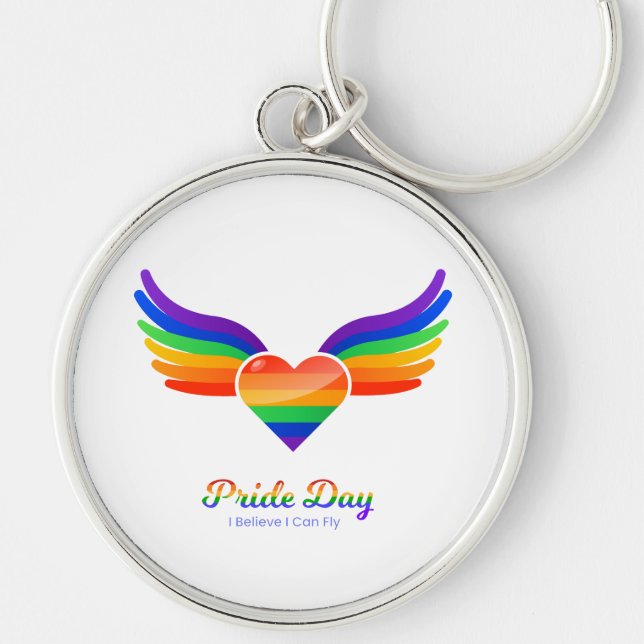 Pride day Heart Wing I Believe I Can Fly  Key Ring (Front)