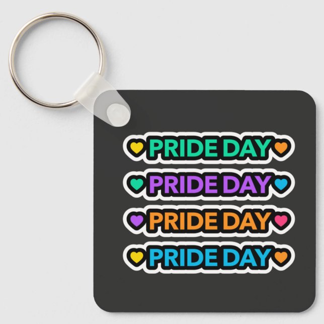 Pride day. LGBT+Pride. Rainbow heart.   Key Ring (Front)