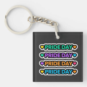 Pride day. LGBT+Pride. Rainbow heart. Key Ring
