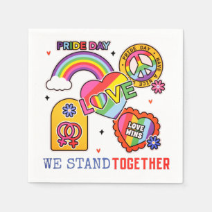 Pride Day We Stand Together LGBT Love Rainbow Napkin