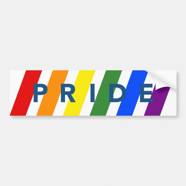 PRIDE Diagonal LGBT Rainbow Stripes Bumper Sticker (Front)