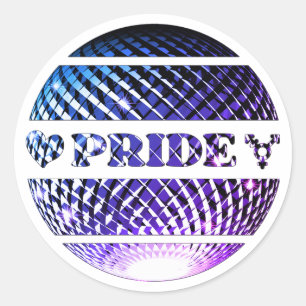 Pride disco ball, lgbtq classic round sticker