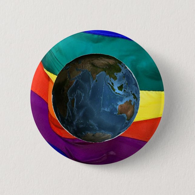 Pride Earth 6 Cm Round Badge (Front)