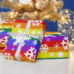 Pride Flag Christmas Snowflake Pattern Wrapping Paper
