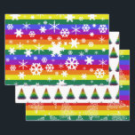 Pride Flag Christmas Tree Snowflake Pattern Wrapping Paper Sheet<br><div class="desc">Elegant Pride Christmas Wrapping Paper Sheets.</div>