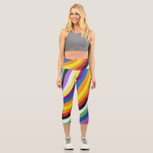 Pride Flag Colorful Stripes Pattern Capri Leggings