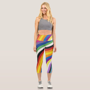 Pride Flag Colorful Stripes Pattern Capri Leggings