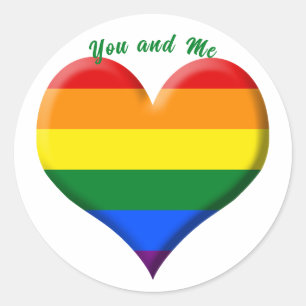Pride Flag Heart Classic Round Sticker