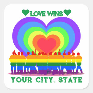 Pride Flag Heart Square Sticker