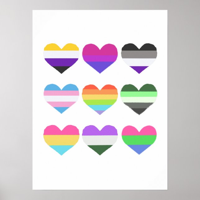 Pride Flag Hearts Poster (Front)
