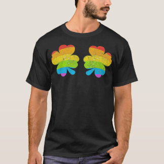 Pride Flag Leaf Gay Lesbian LGBT Saint Patricks Da T-Shirt
