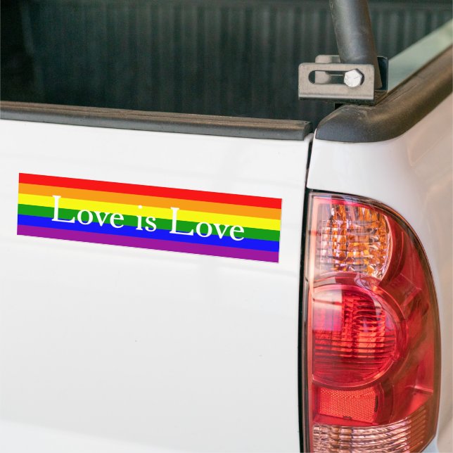 Pride Flag LGBTQIA+ Rainbow Colours Bumper Sticker (On Truck)