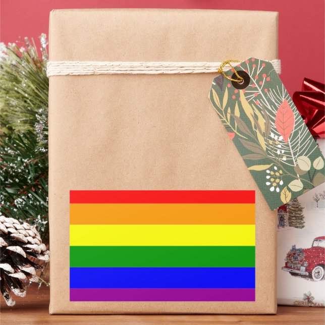 Pride Flag LGBTQIA+ Rainbow Colours Rectangular Sticker (Holiday)