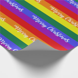 Pride Flag Merry Christmas Pattern Wrapping Paper