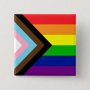Pride Flag Reboot - trans and POC inclusive 15 Cm Square Badge