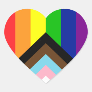 Pride Flag Reboot - trans and POC inclusive Heart Sticker
