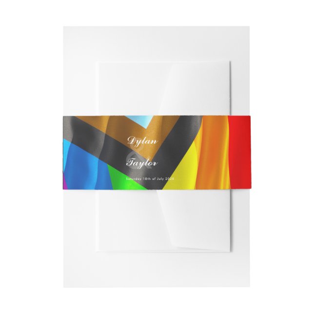 Pride Flag Typography Wedding Invitation Belly Band (Front Example)