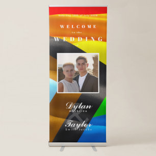 Pride Flag Typography Wedding Photo Welcome Retractable Banner