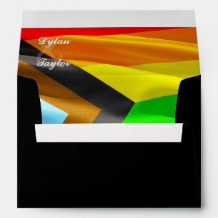 Pride Flag Typography Wedding Return Address Envelope