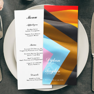 Pride Flag Typography Wedding White Dinner Menu