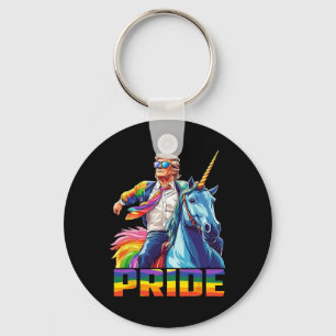Pride Funny Trump Riding Unicorn Lgbt Gay Lesbian Key Ring