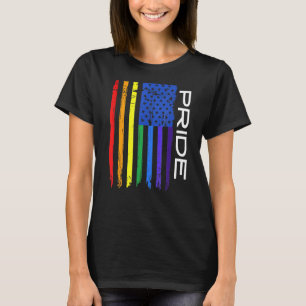 Pride Gay LGBT Month Vintage Retro Rainbow America T-Shirt