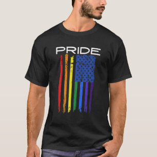 Pride Gay LGBT Month Vintage Retro Rainbow America T-Shirt