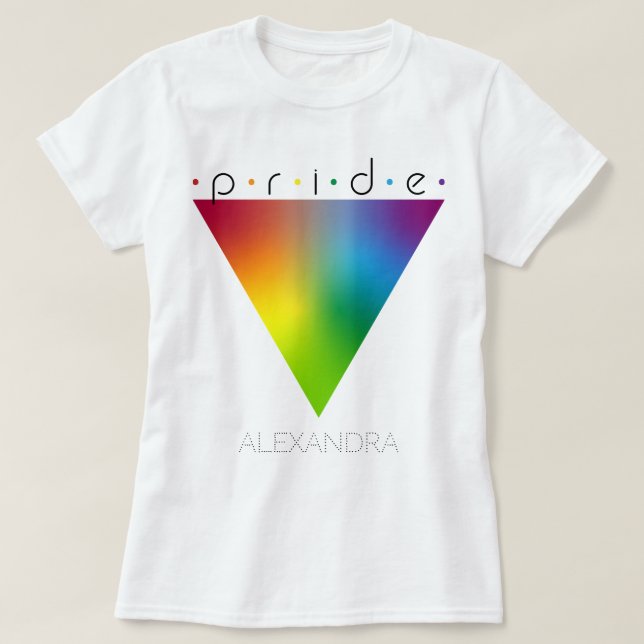 Pride Gay LGBTQ Fashion Rainbow Triangle Name T-Shirt (Design Front)