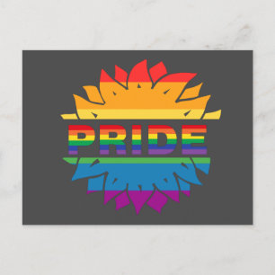 Pride-gay lgbtq queer rainbow sunflower postcard