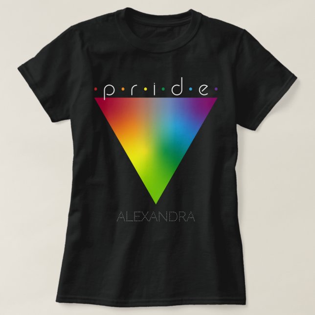 Pride Gay LGBTQ Queer Trendy Rainbow Triangle Name T-Shirt (Design Front)