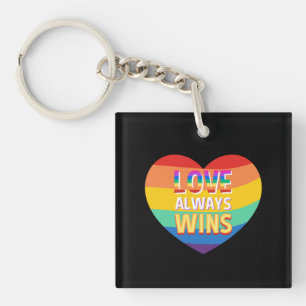 Pride gay-  love always wins. Rainbow color.       Key Ring