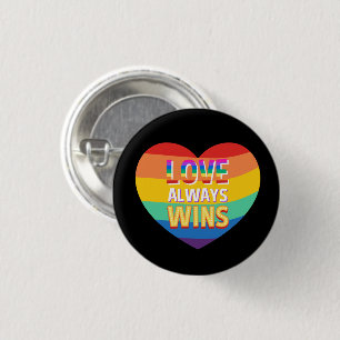 Pride gay- love always wins. Rainbow colour. 3 Cm Round Badge