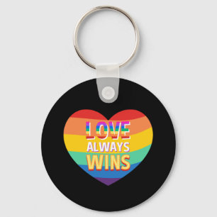 Pride gay- love always wins. Rainbow colour. Key Ring