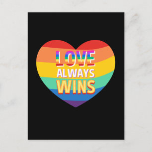 Pride gay-  love always wins. Rainbow colour.   Postcard
