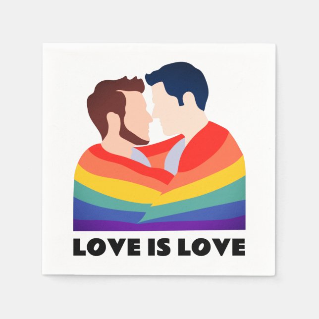 Pride Gay Love Is Love LGBT Love Faces Napkin (Front)