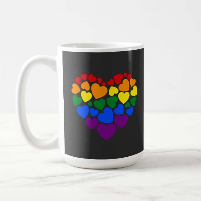 Pride- gay rainbow colour heart for love           coffee mug (Left)