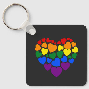 Pride- gay rainbow colour heart for love           key ring