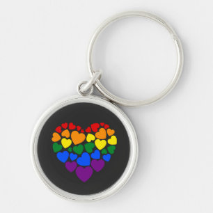 Pride- gay rainbow colour heart for love           key ring