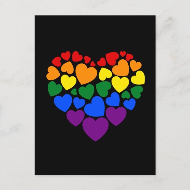 Pride- gay rainbow colour heart for love    postcard (Front)