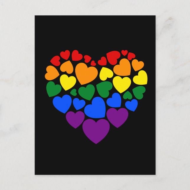 Pride- gay rainbow colour heart for love     postcard (Front)