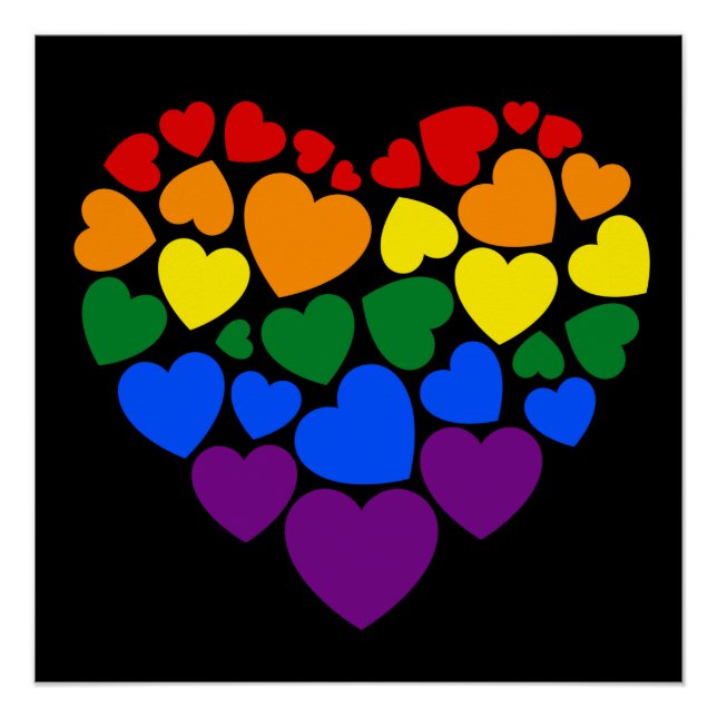 Pride- gay rainbow colour heart for love  poster (Front)