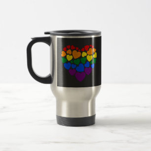 Pride- gay rainbow colour heart for love travel mug