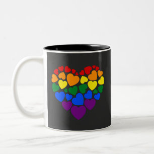 Pride- gay rainbow colour heart for love           Two-Tone coffee mug