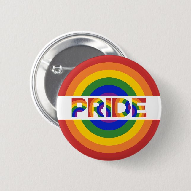 PRIDE Geometric Rainbow Bullseye 6 Cm Round Badge (Front & Back)