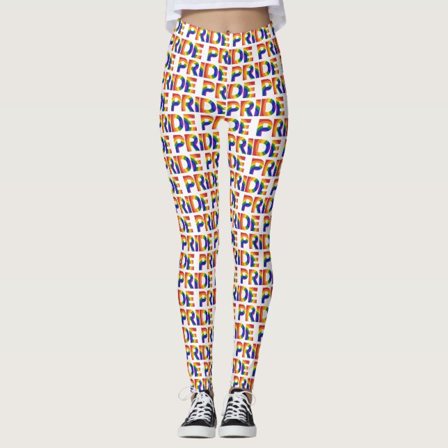 PRIDE Geometric Rainbow Pattern Leggings (Front)