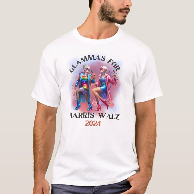 PRIDE GLAMMAS FOR HARRIS WALZ  T-Shirt (Front)