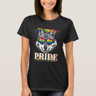 Pride Gray Wolf LGBTQ Rainbow Flag Pride Month Wol T-Shirt