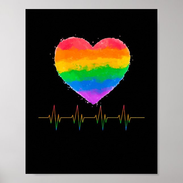 Pride Heart Beat Pulse LGBTQ Community Pride Poster (Front)